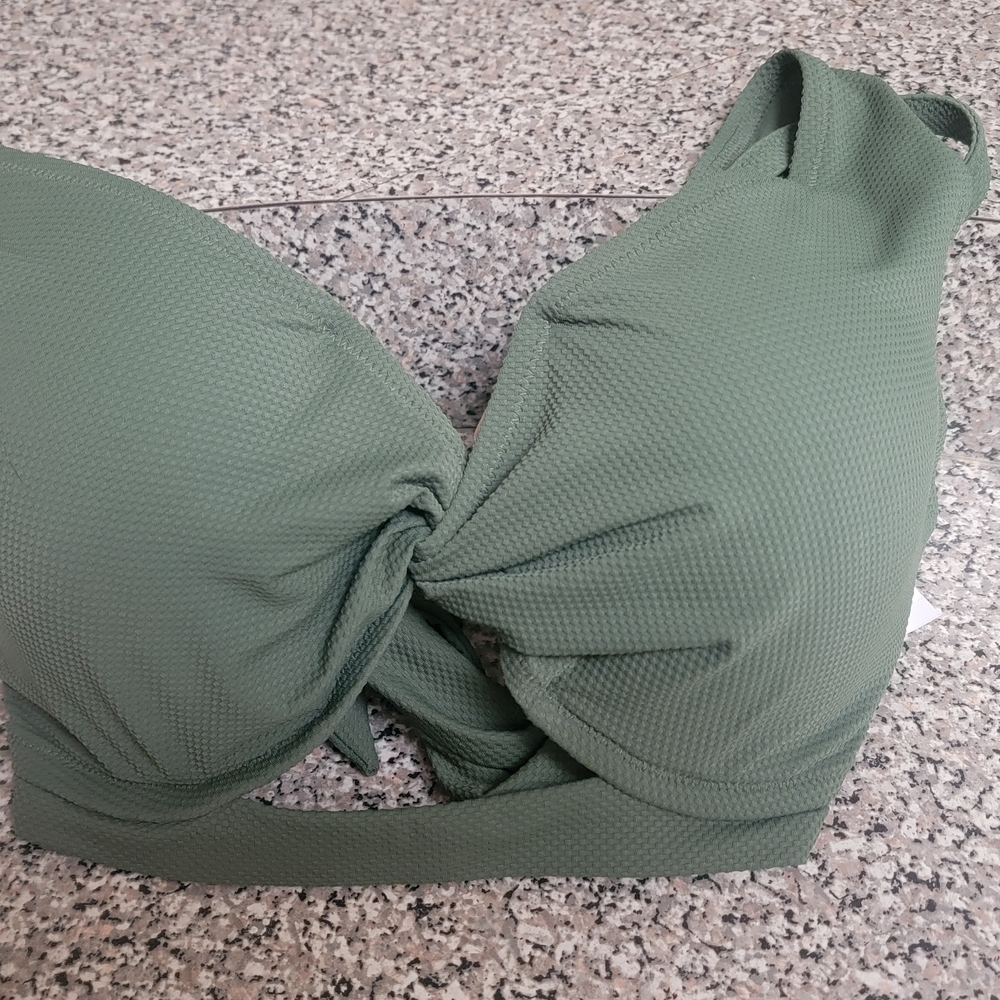 Leopard Print and Green Women's Bikini Tops - Picture 3 of 3